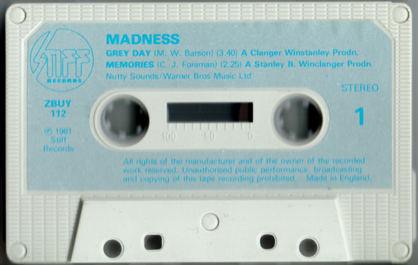 Madness – Grey Day (Cass, Single, UK)